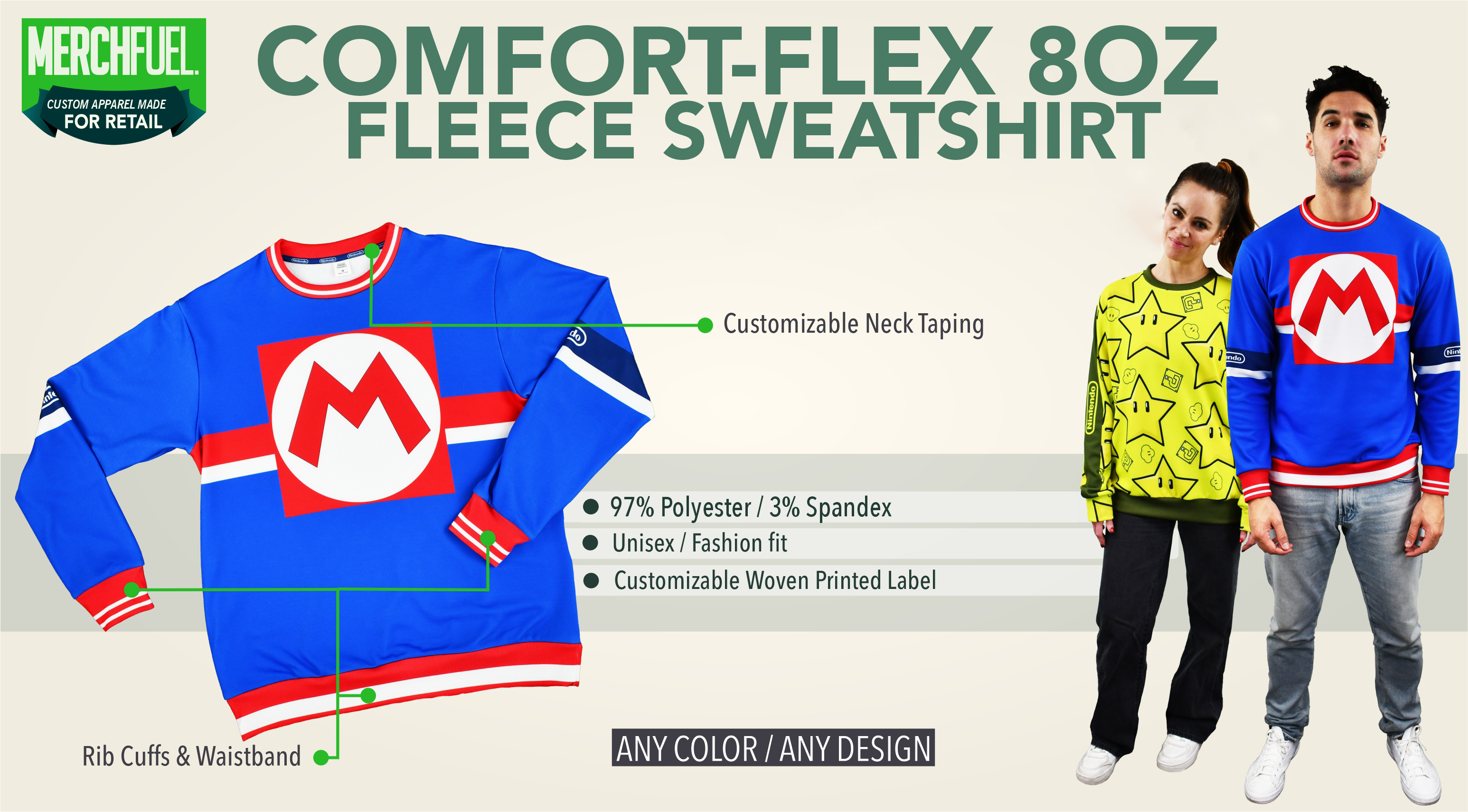 comfort flex 8oz fleece sweatshirt