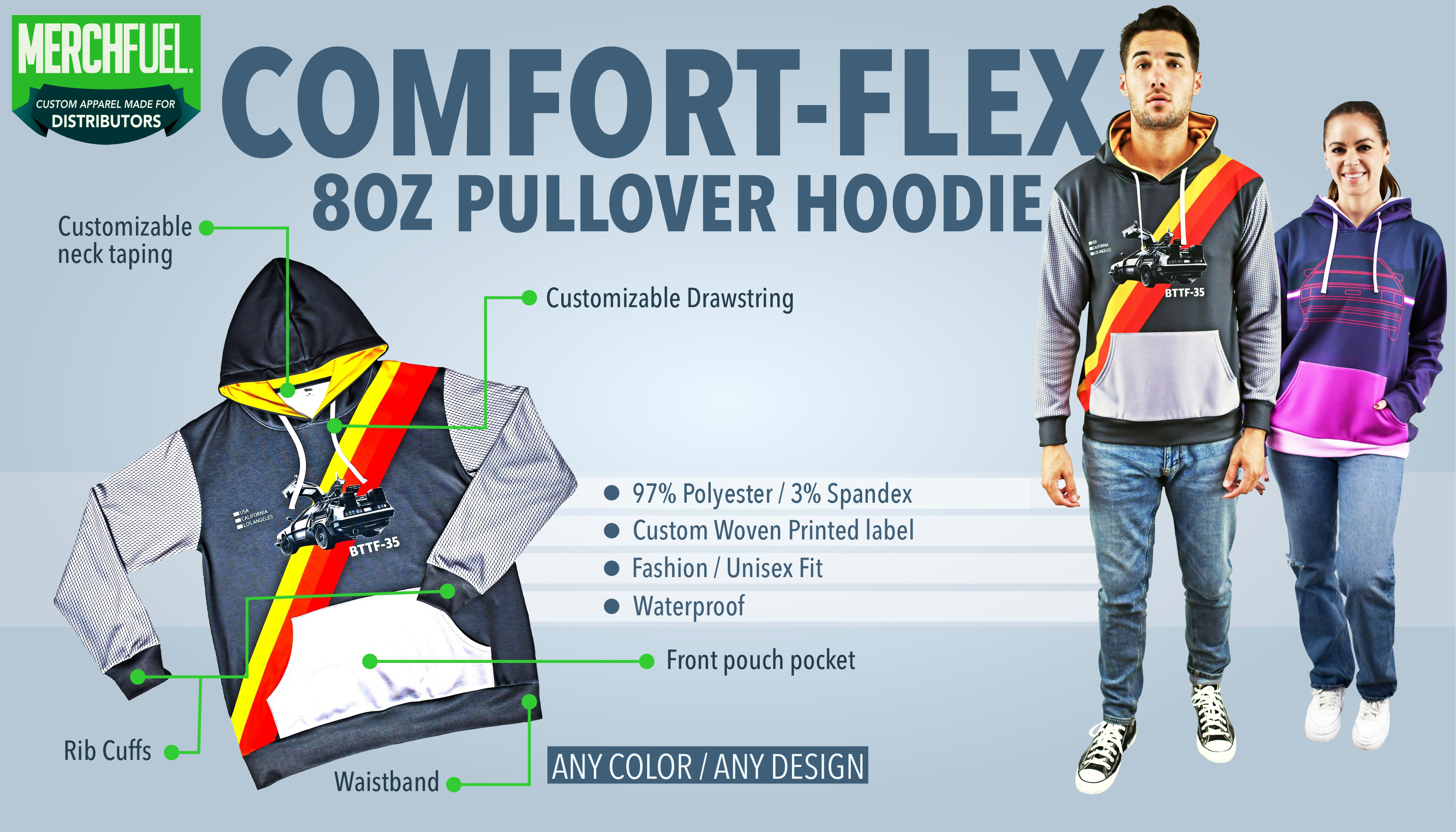 comfort flex 8oz fleece pullover hoodie