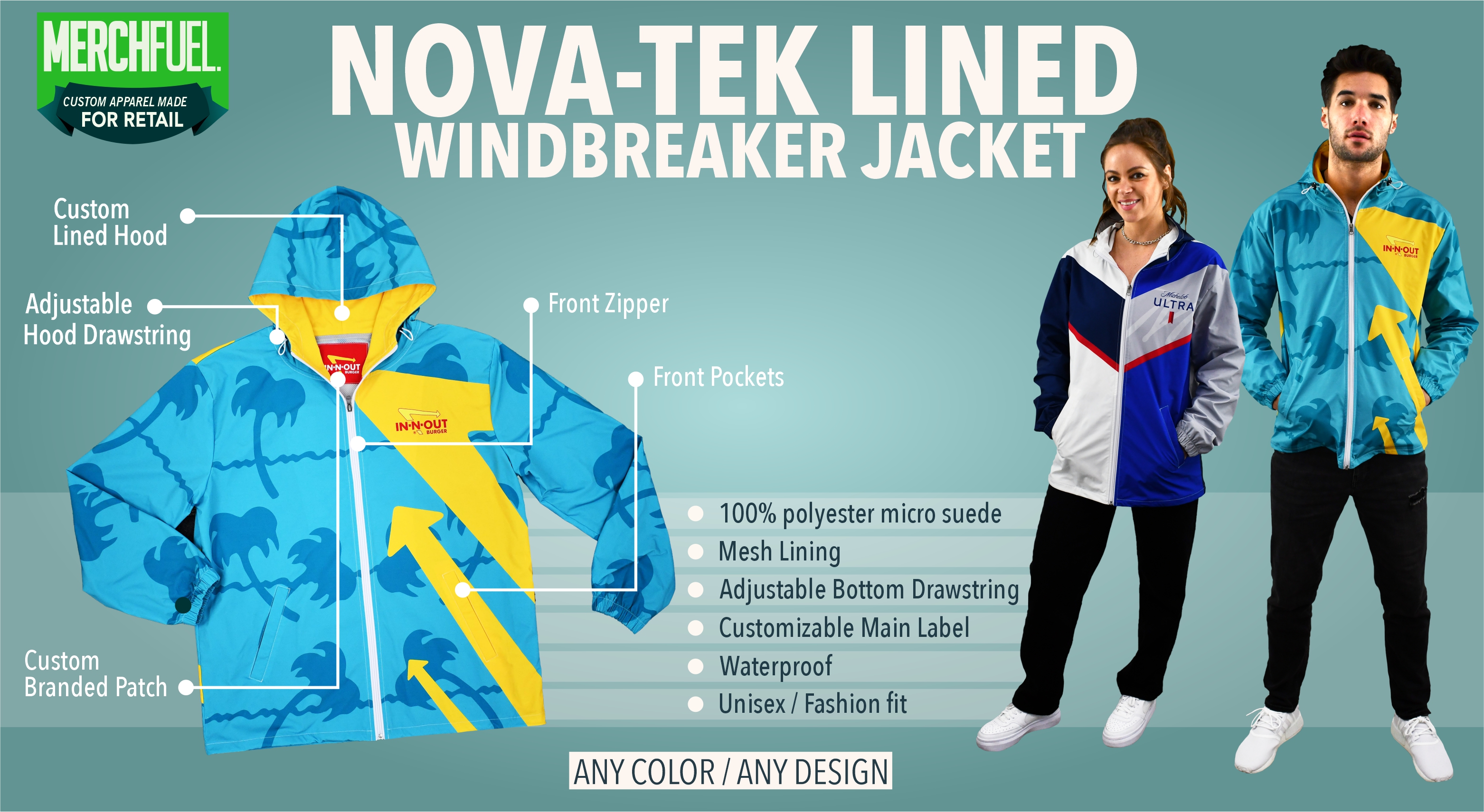 lined hooded winbreaker jacket